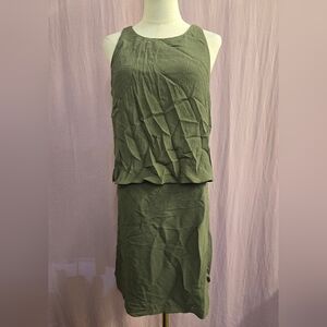 Metaphore Women's Sleeveless Flyaway Shift Dress, Olive Green - Medium